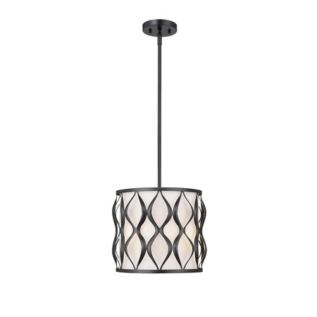 Z-Lite Harden Pendant, 3-Light, 12 In.W x 11.75 In.H, Matte Black/White 1948P12-MB